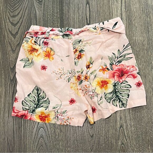 Myra Bag Floral Charm Shorts High Rise Tie Belt Rayon Pockets Pink Multi Size M - Picture 5 of 5
